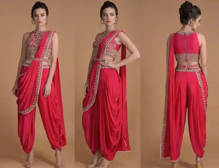  pre-wedding shoot Dhoti and Crop-Top dress for Woman